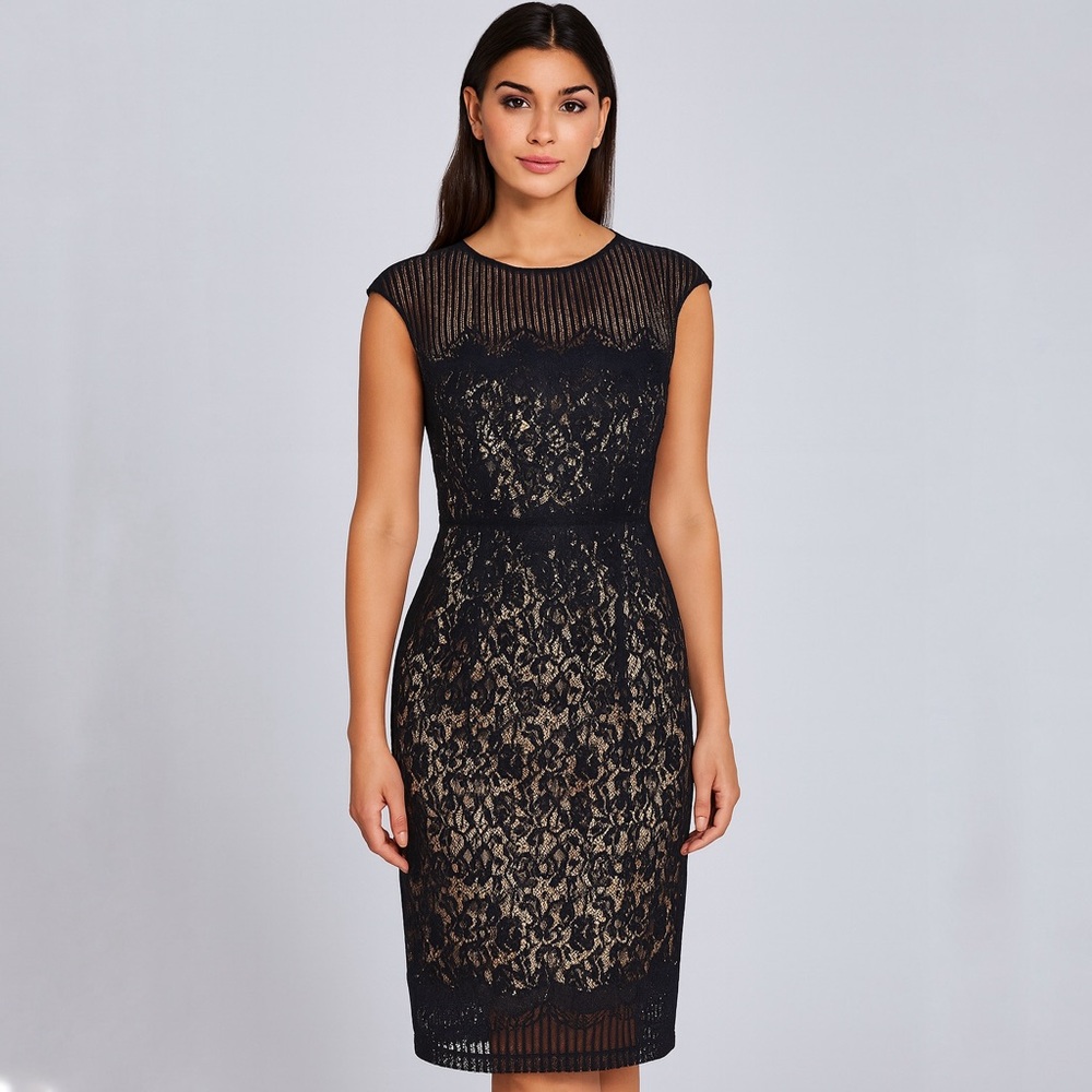 Joseph Ribkoff Black Lace Midi Dress